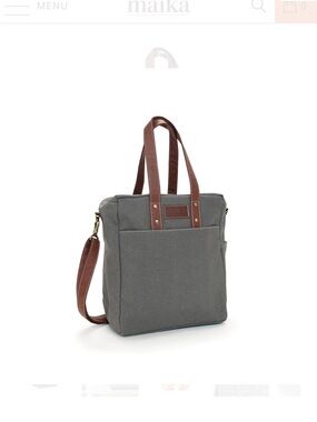 Maika Gray Canvas Messenger with Brown Leather Straps